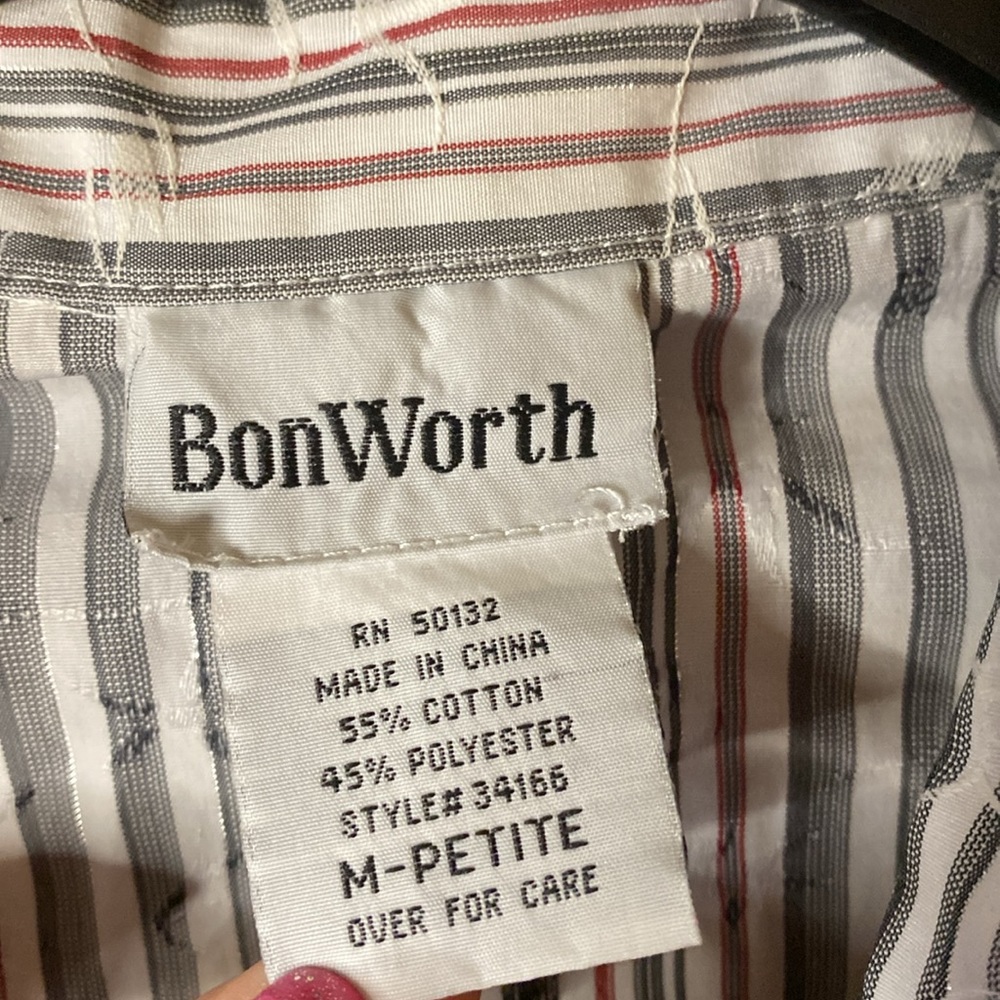 BonWorth Tab Sleeve Striped Button Down Shirt - Picture 5 of 6